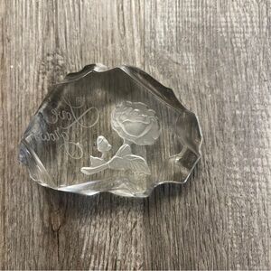 1976 Hallmark Little Gallery  Etched “Love Grows” Lead Crystal Paperweight